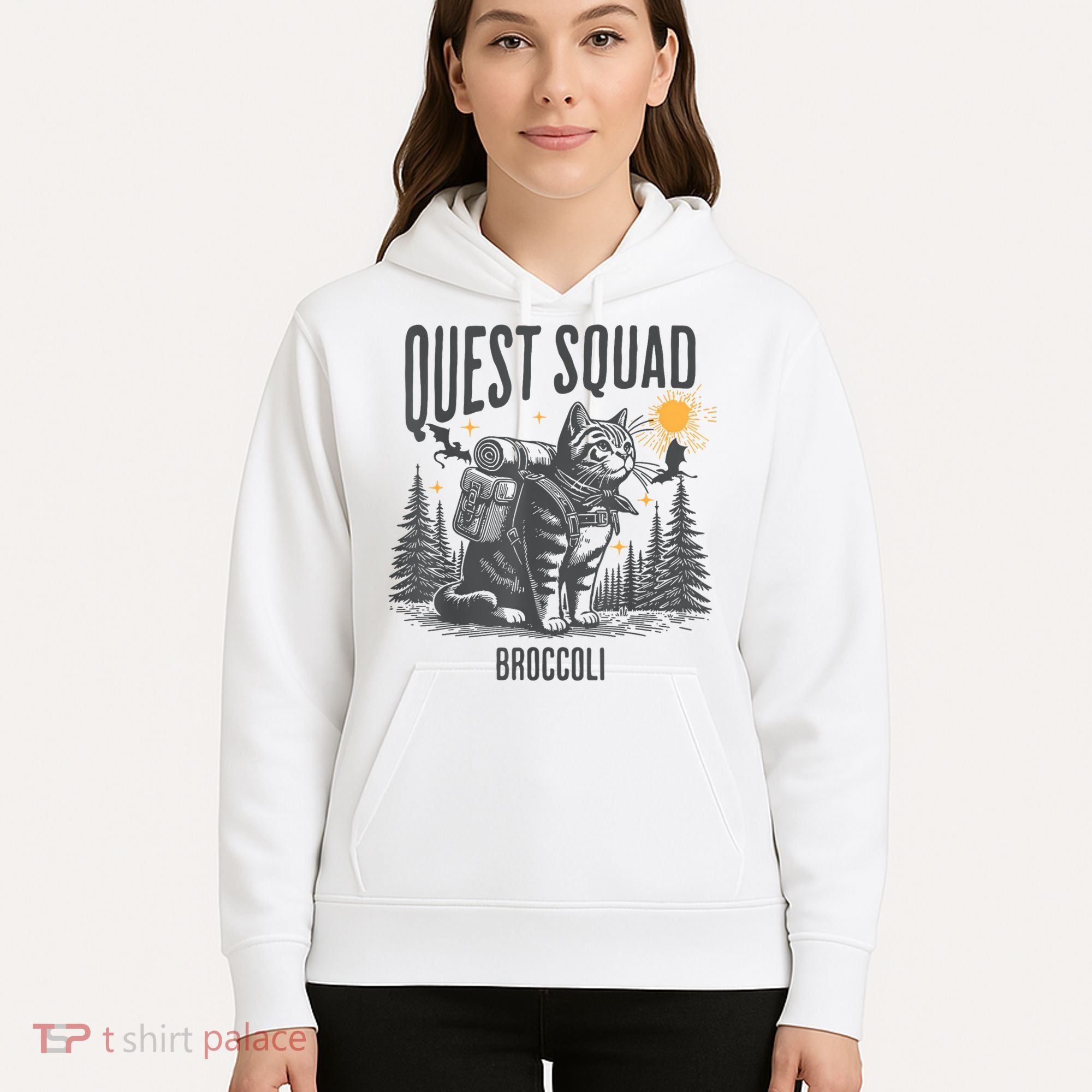 Quest Fantasy Squad Broccoli Funny Cat Hoodie