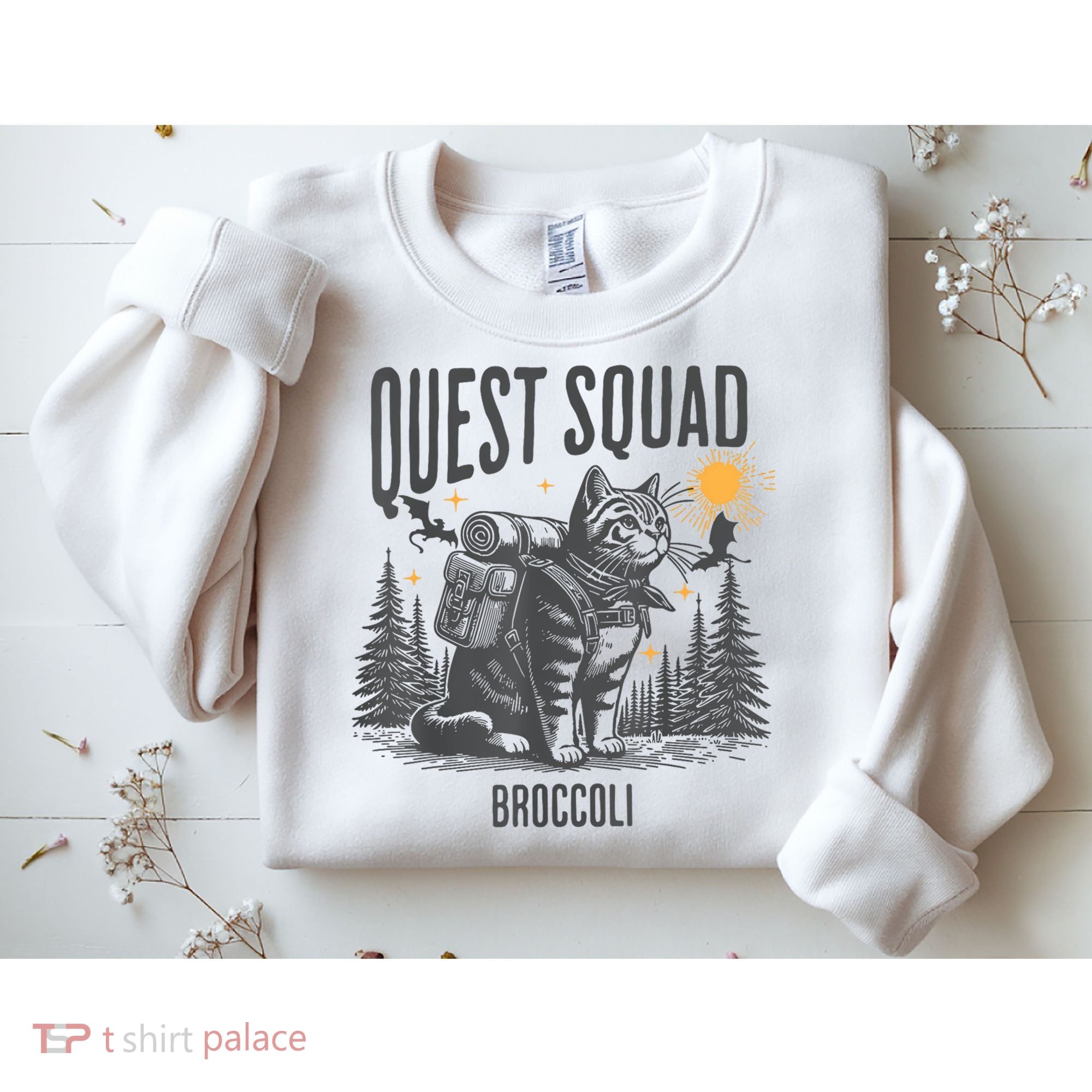 Quest Fantasy Squad Broccoli Funny Cat Sweatshirt
