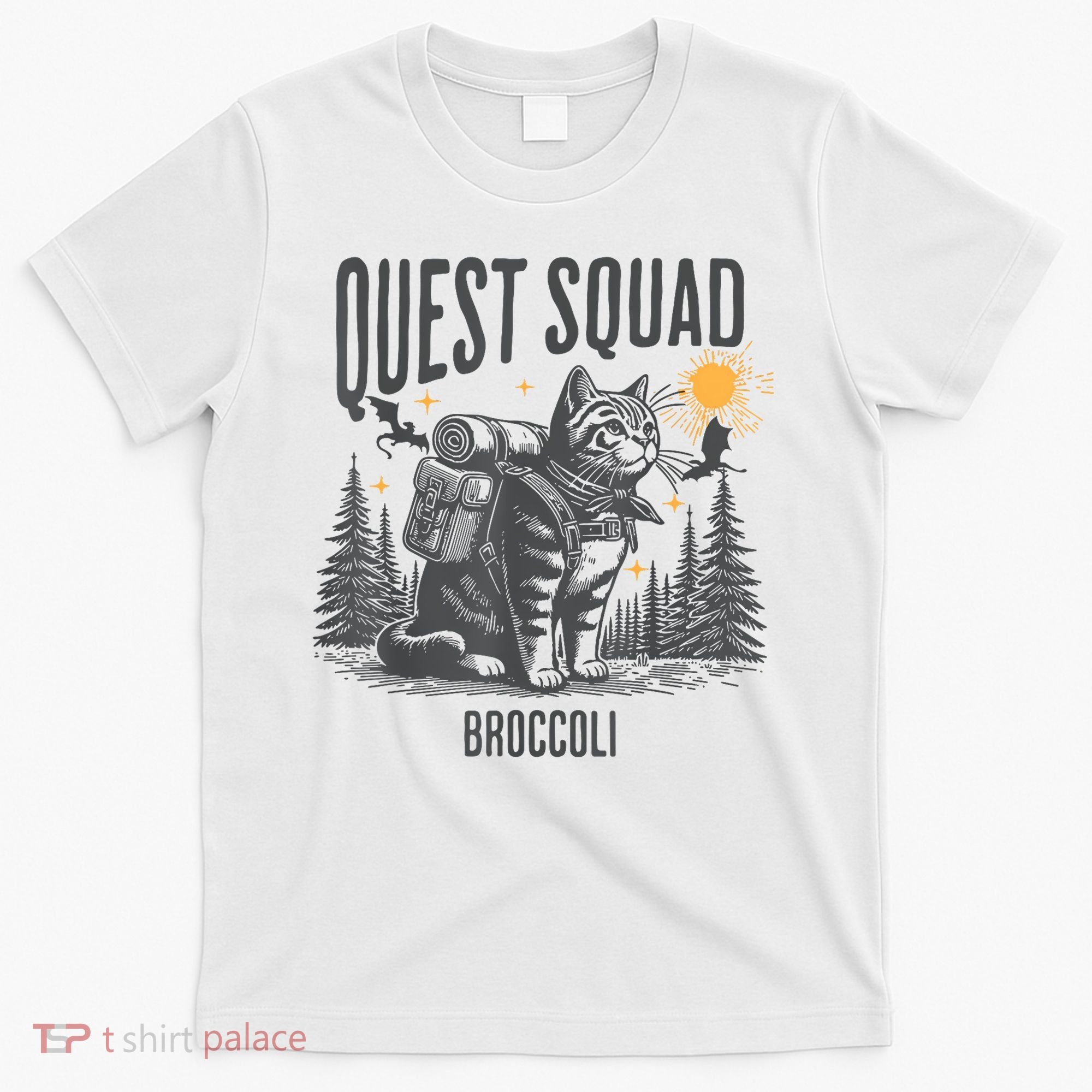 Quest Fantasy Squad Broccoli Funny Cat T-Shirt