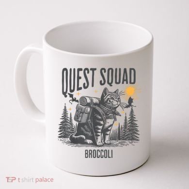 Quest Fantasy Squad Broccoli Funny Cat Coffee Mug