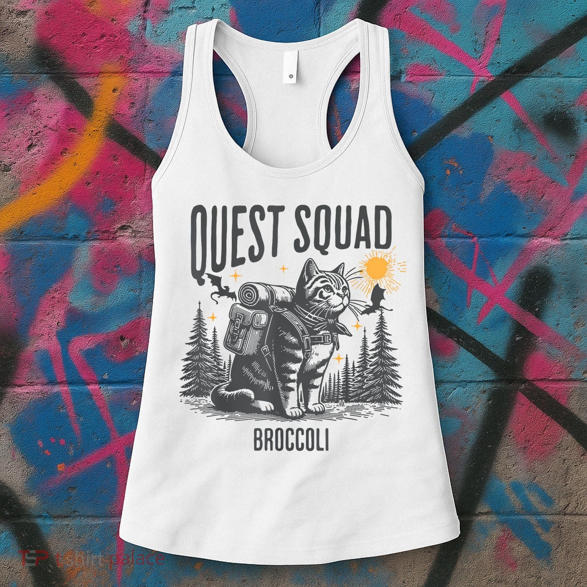 Quest Fantasy Squad Broccoli Funny Cat Women's Tank Top