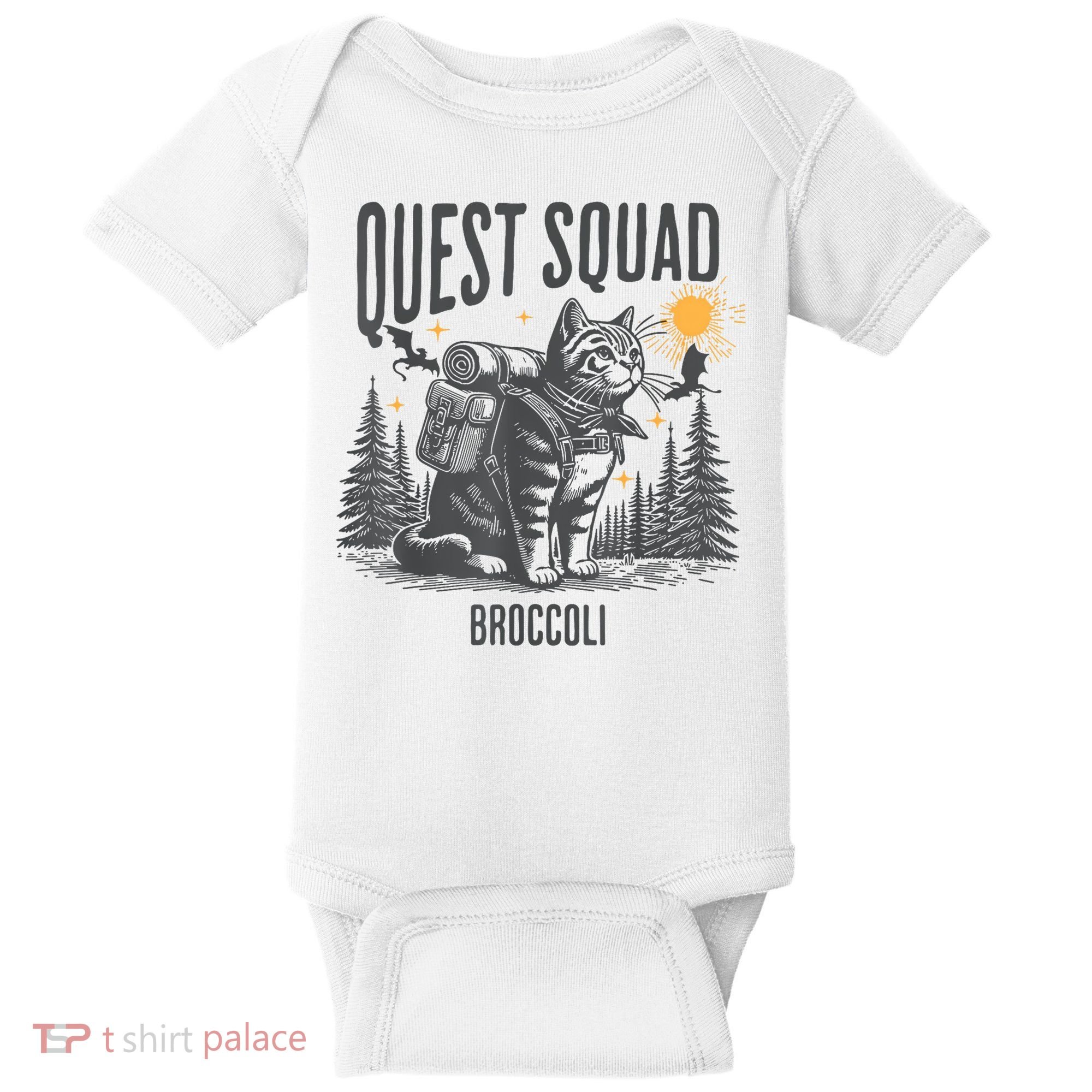 Quest Fantasy Squad Broccoli Funny Cat Baby Bodysuit