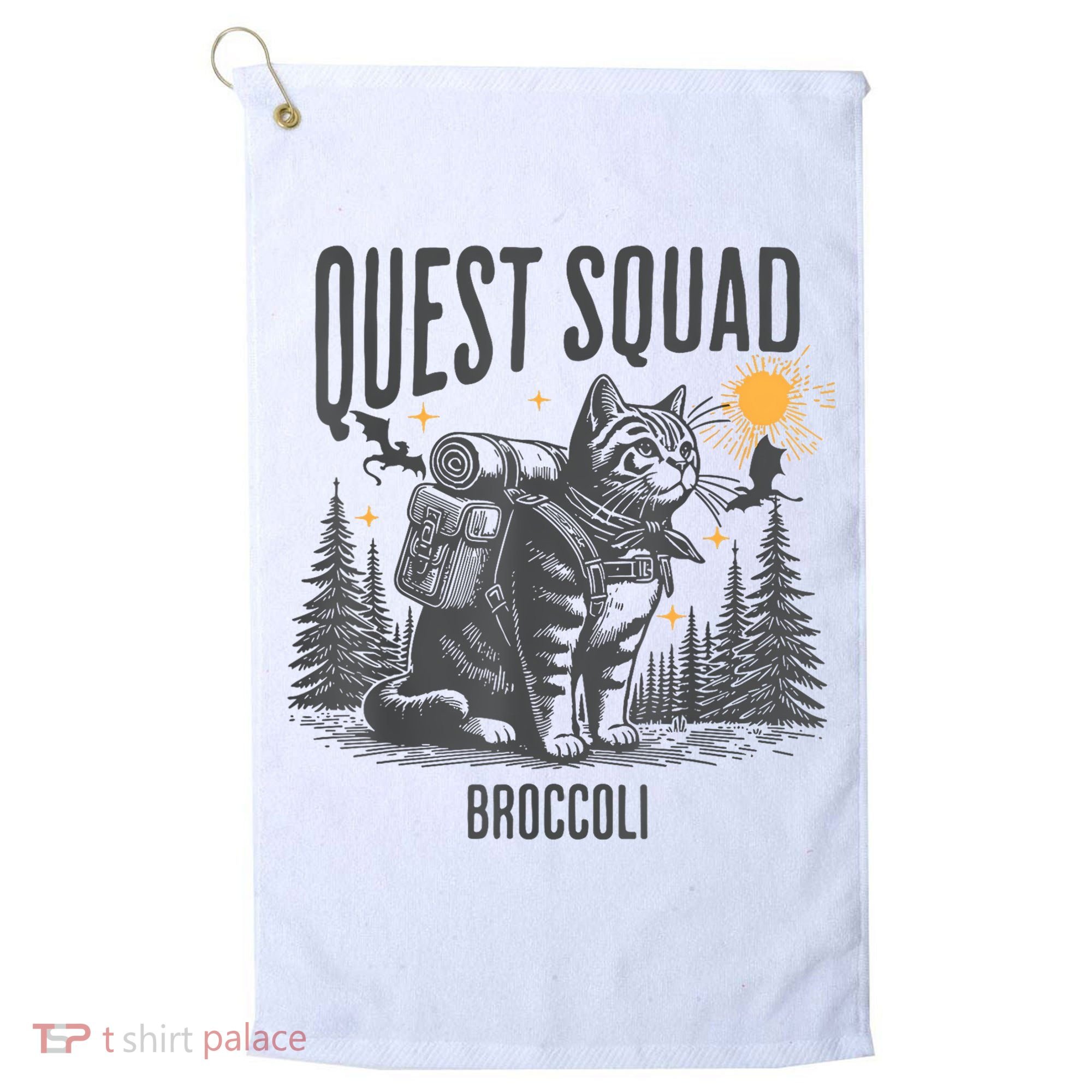 Quest Fantasy Squad Broccoli Funny Cat Golf Towel