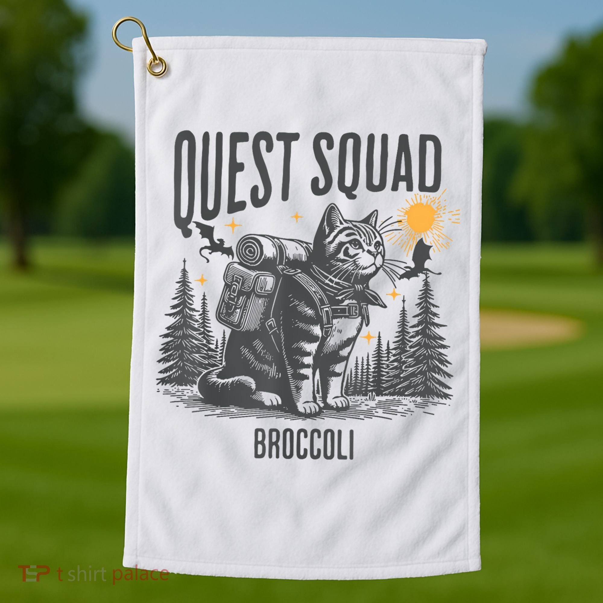 Quest Fantasy Squad Broccoli Funny Cat Golf Towel