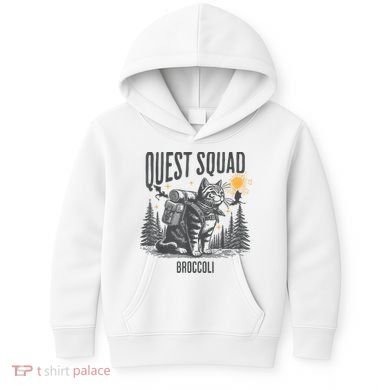 Quest Fantasy Squad Broccoli Funny Cat Kids Hoodie