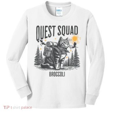 Quest Fantasy Squad Broccoli Funny Cat Kids Long Sleeve Shirt