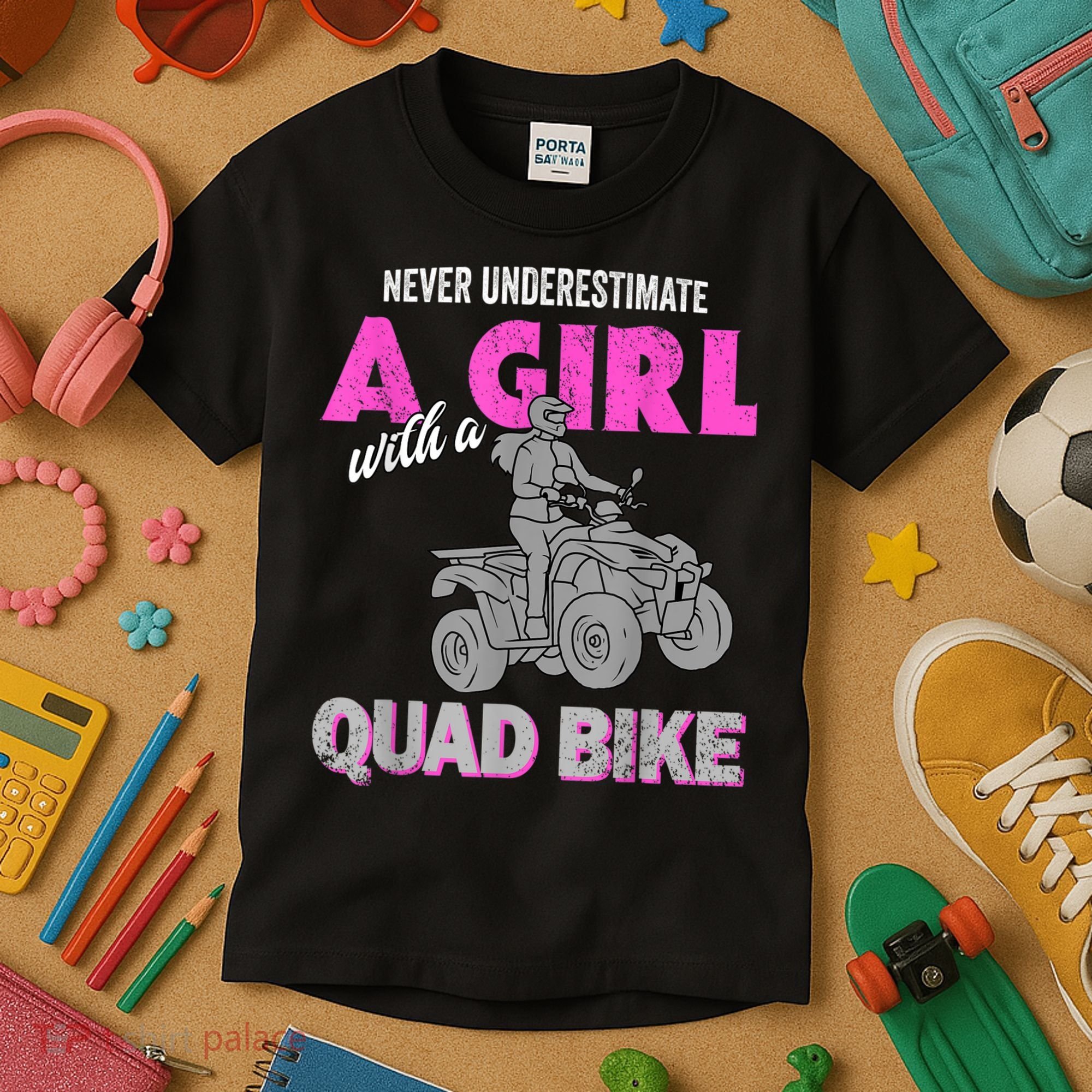 Quad Four Wheeler Never Underestimate A Girl 4 Wheeler Kids T-Shirt
