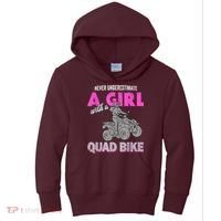 Quad Four Wheeler Never Underestimate A Girl 4 Wheeler Kids Hoodie thumb 0