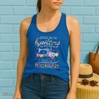 Quilting Great Gift Blessed Are Piecemakers Cool Gift For Quilters Gift Women's Tank Top thumb 2
