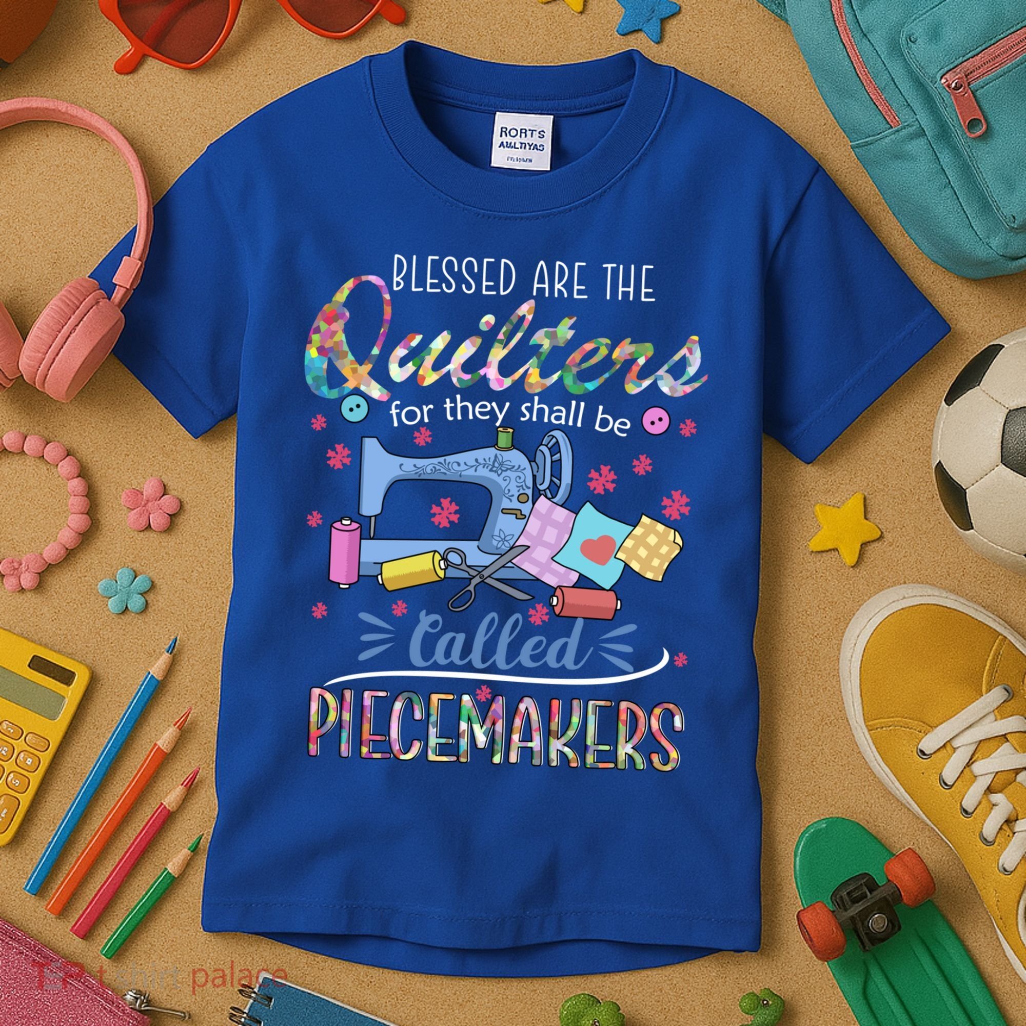 Quilting Great Gift Blessed Are Piecemakers Cool Gift For Quilters Gift Kids T-Shirt