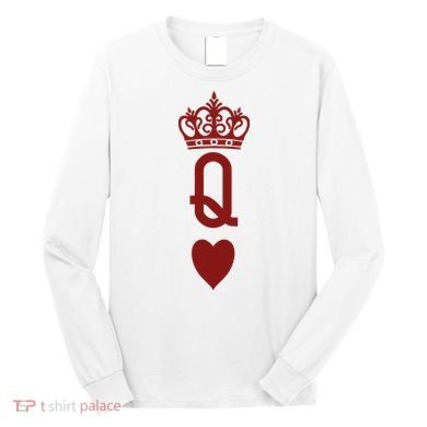 Queen Heart Cool Playing Card Long Sleeve Shirt