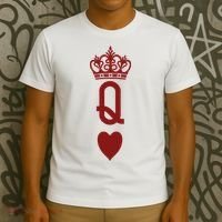 Queen Heart Cool Playing Card T-Shirt thumb 3