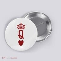Queen Heart Cool Playing Card Button thumb 0