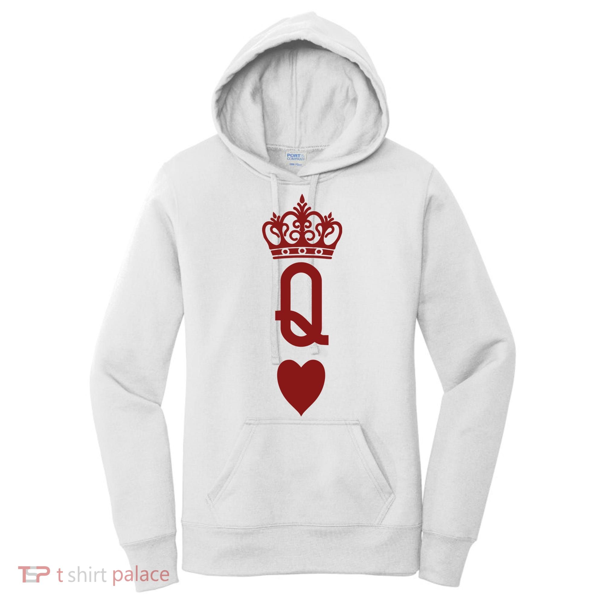 Queen Heart Cool Playing Card Women's Hoodie