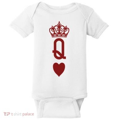 Queen Heart Cool Playing Card Baby Bodysuit