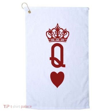 Queen Heart Cool Playing Card Golf Towel