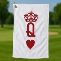 Queen Heart Cool Playing Card Golf Towel thumb 1