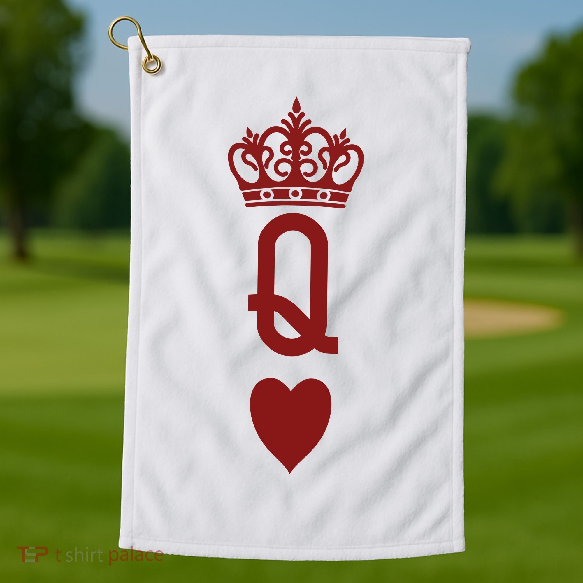 Queen Heart Cool Playing Card Golf Towel