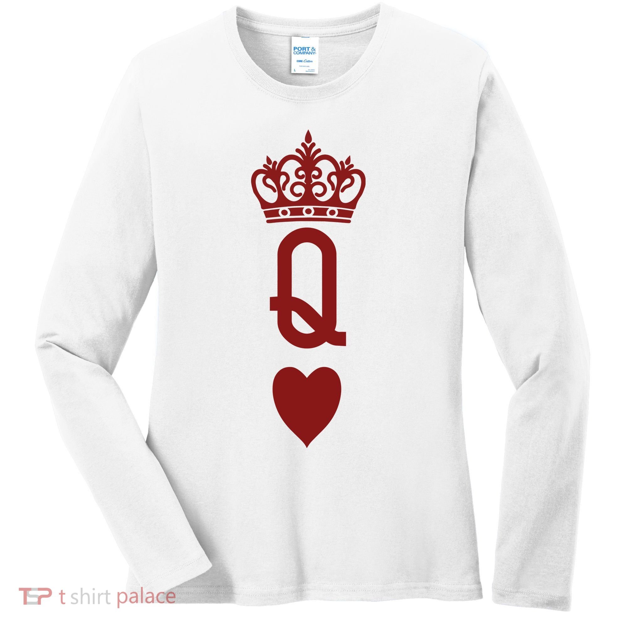Queen Heart Cool Playing Card Women's Long Sleeve Shirt