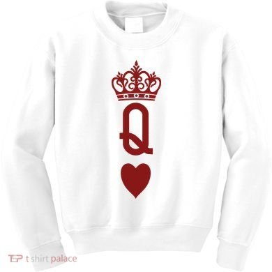 Queen Heart Cool Playing Card Kids Sweatshirt