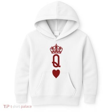 Queen Heart Cool Playing Card Kids Hoodie