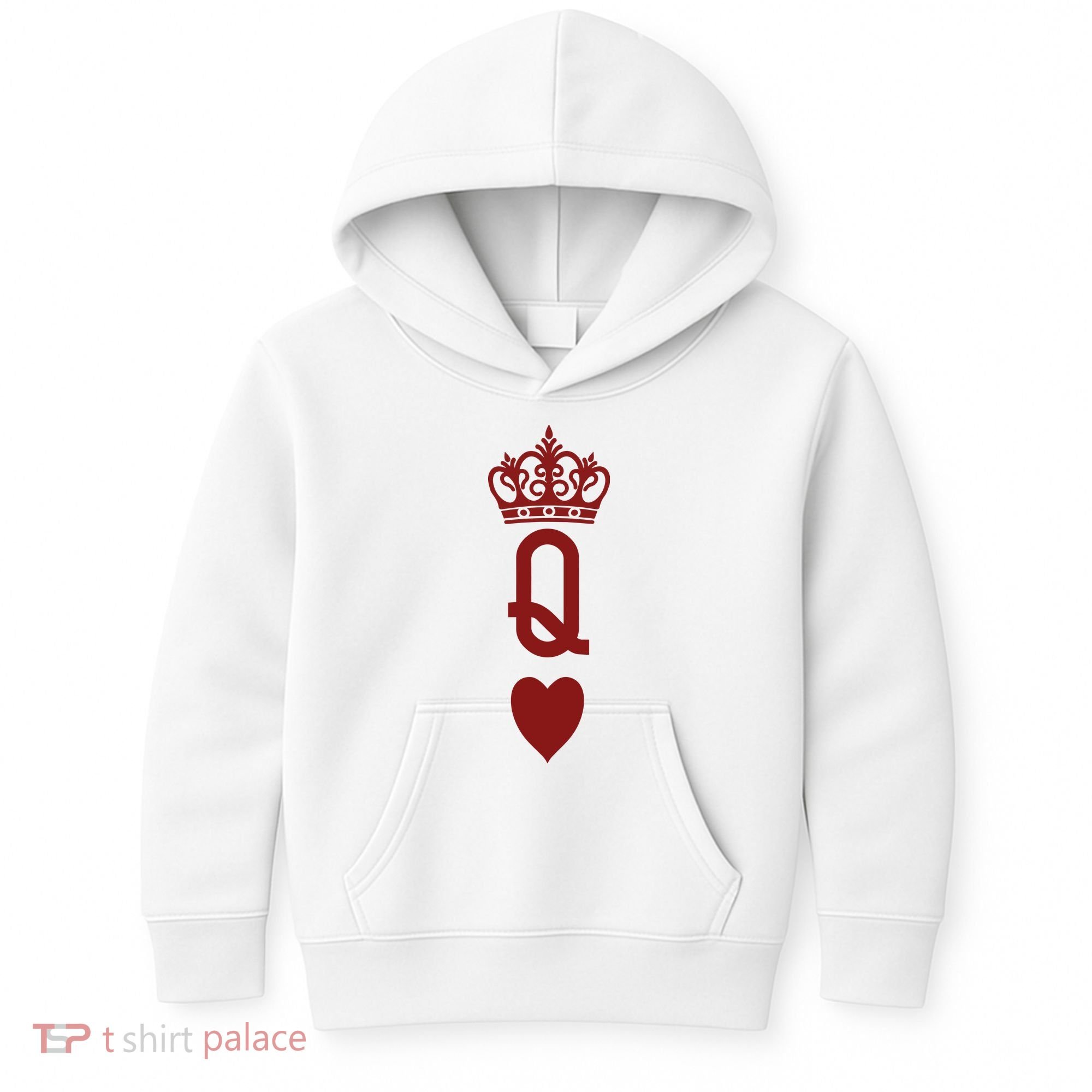 Queen Heart Cool Playing Card Kids Hoodie