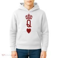 Queen Heart Cool Playing Card Kids Hoodie thumb 4