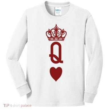 Queen Heart Cool Playing Card Kids Long Sleeve Shirt