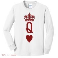Queen Heart Cool Playing Card Kids Long Sleeve Shirt thumb 0
