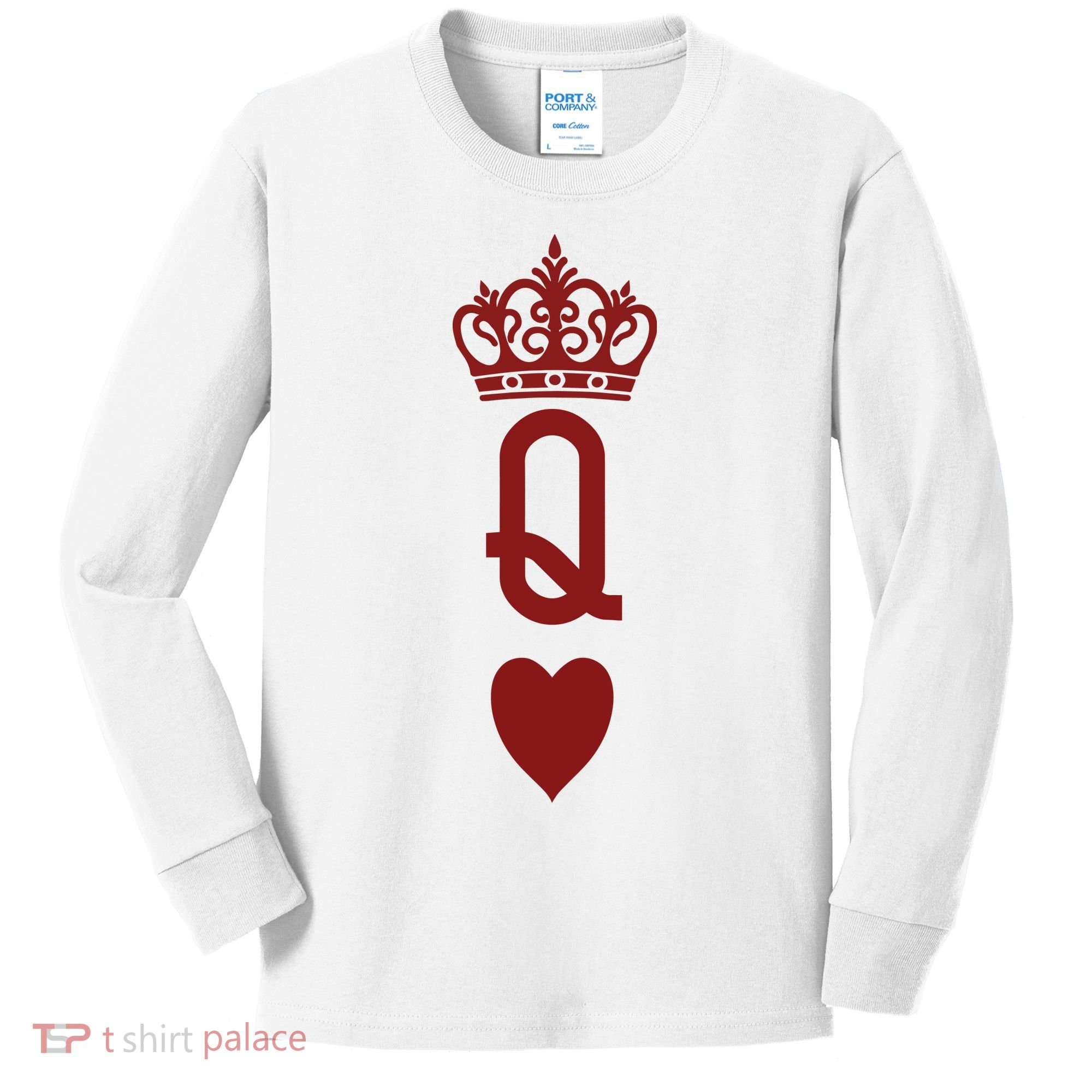 Queen Heart Cool Playing Card Kids Long Sleeve Shirt