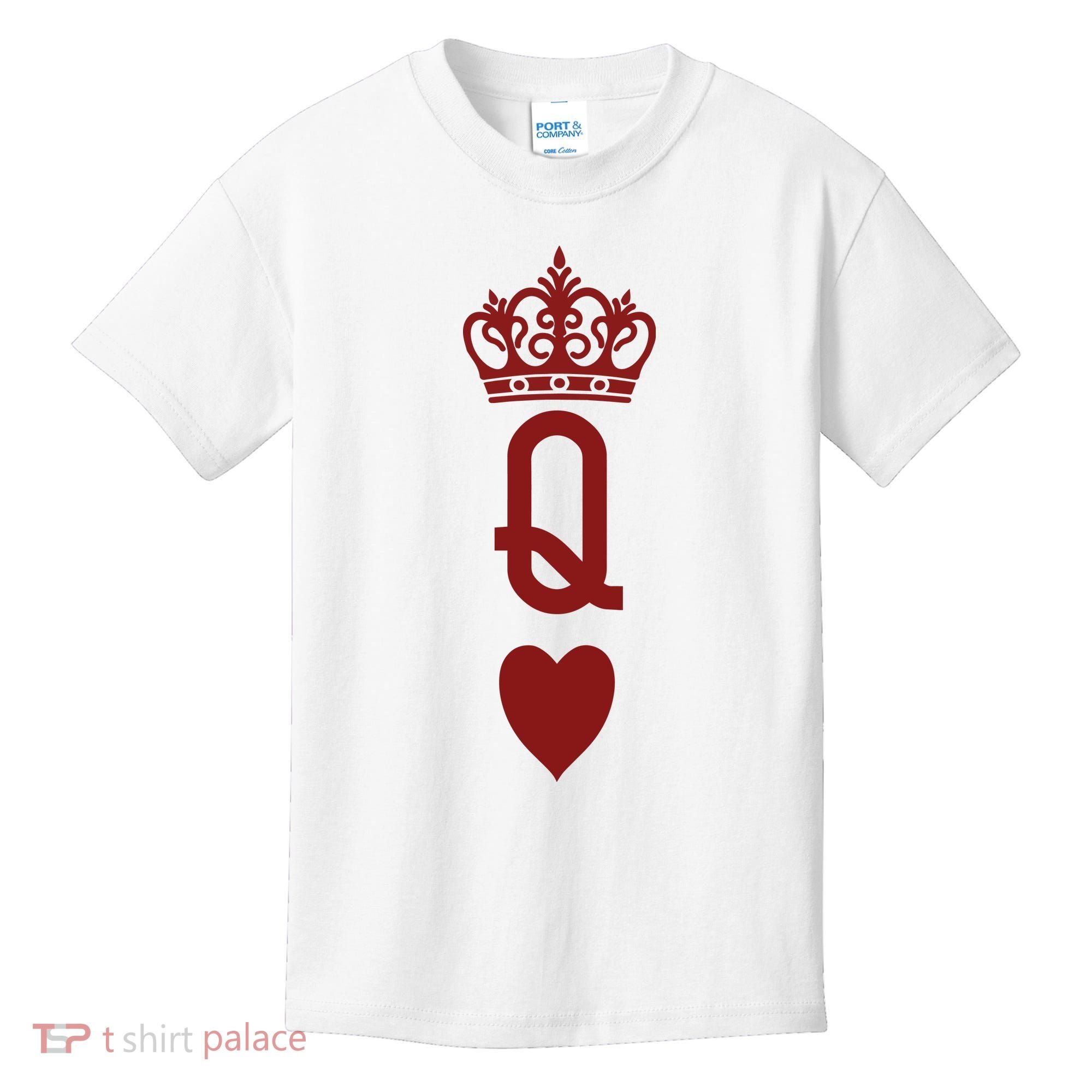 Queen Heart Cool Playing Card Kids T-Shirt