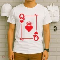 Queen Hearts Card Costume Playing Cards Queen Of Hearts T-Shirt thumb 6