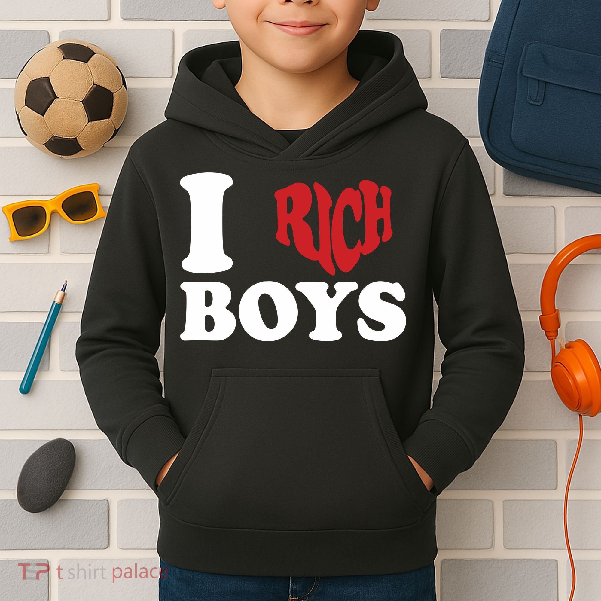 Qierraa I Love Rich Boy Kids Hoodie