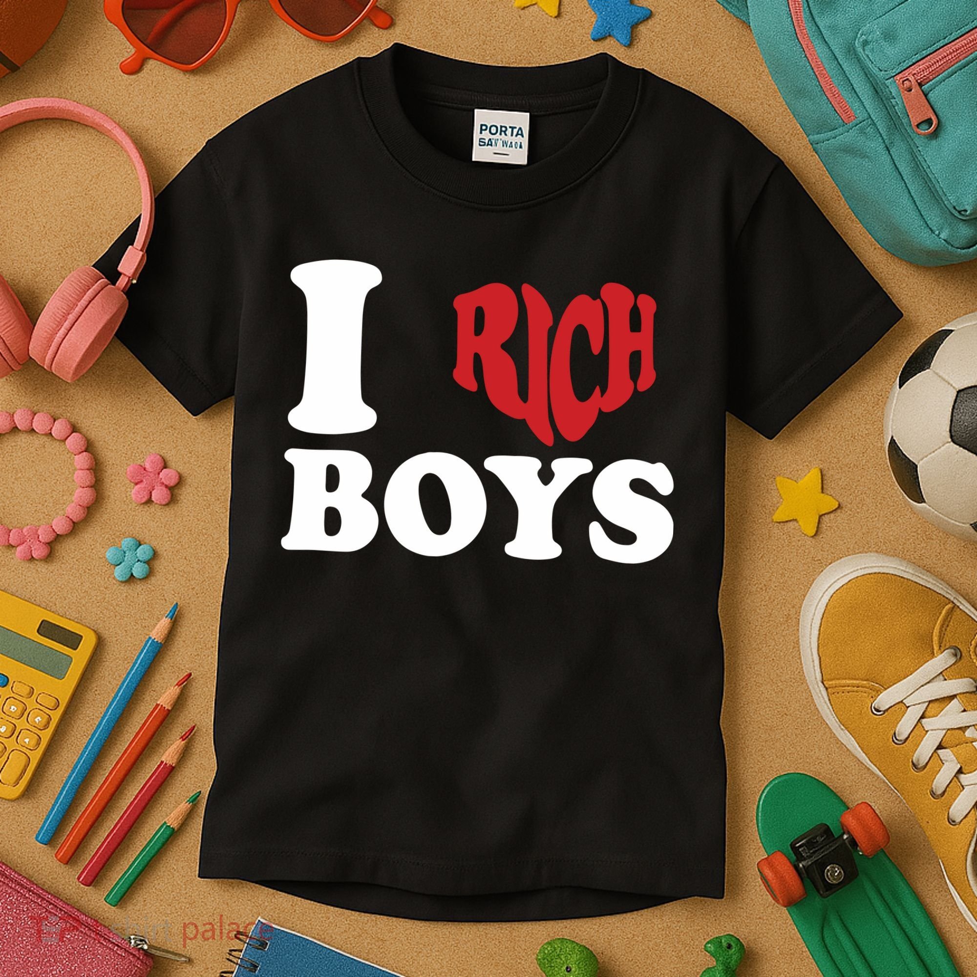 Qierraa I Love Rich Boy Kids T-Shirt