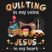 Quilting In My Veins Jesus In My Heart Funny Quilters T-Shirt thumb 7