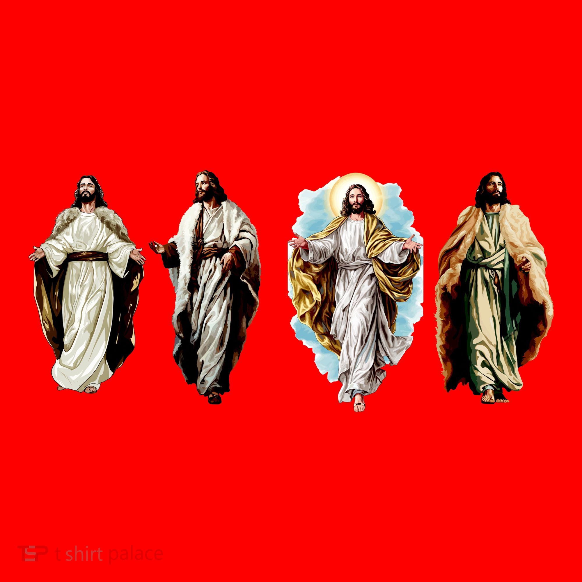 Quad Jesus Art Santa Hat