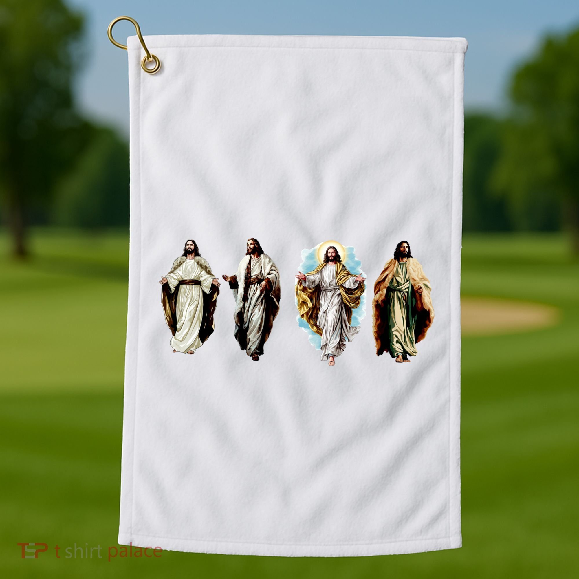 Quad Jesus Art Golf Towel