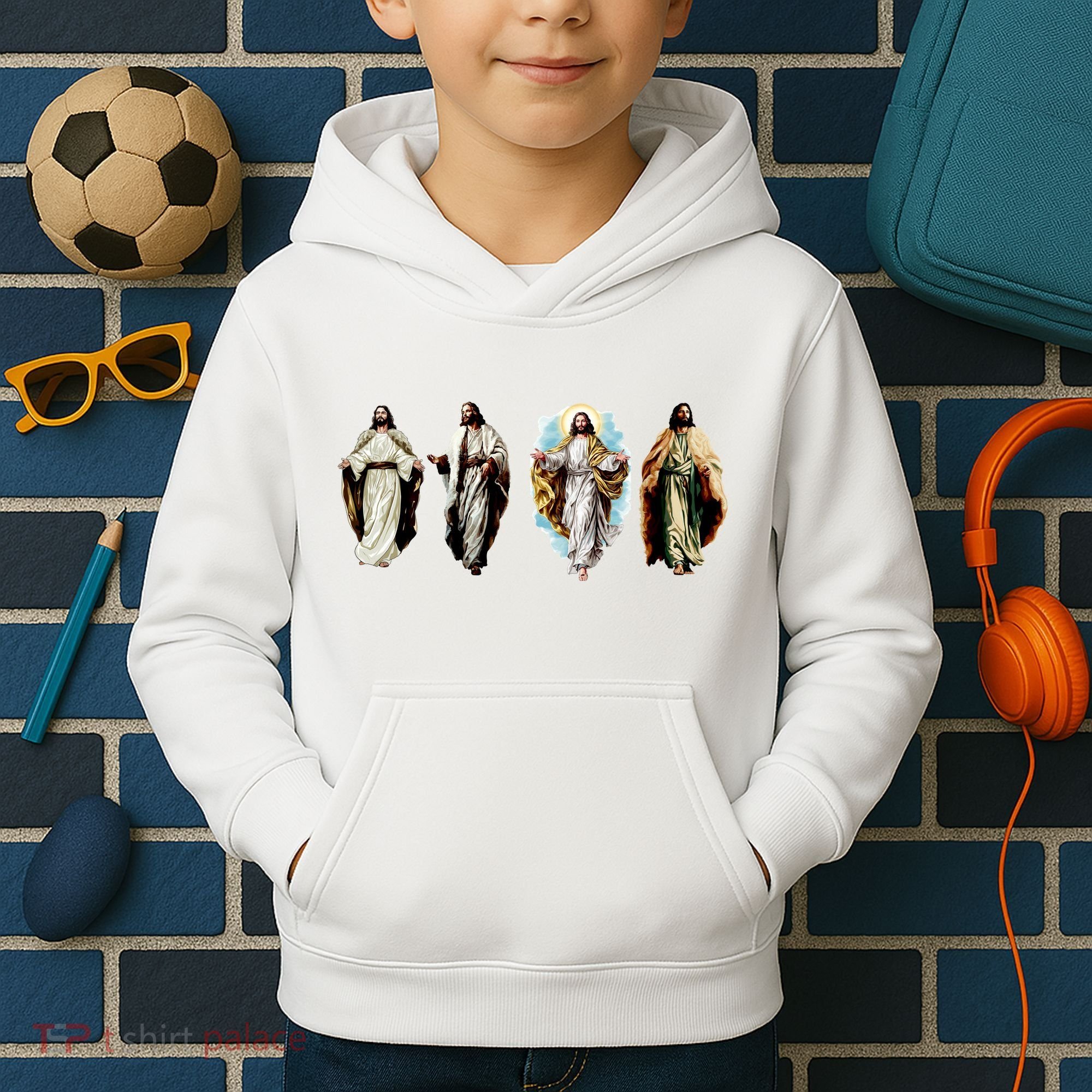 Quad Jesus Art Kids Hoodie