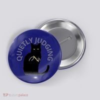 Quietly Judging Cat Funny Button thumb 0
