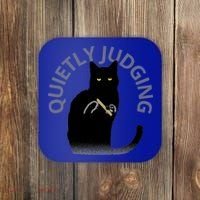 Quietly Judging Cat Funny Coaster thumb 0