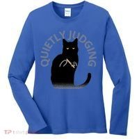 Quietly Judging Cat Funny Women's Long Sleeve Shirt thumb 0