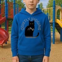 Quietly Judging Cat Funny Kids Hoodie thumb 2