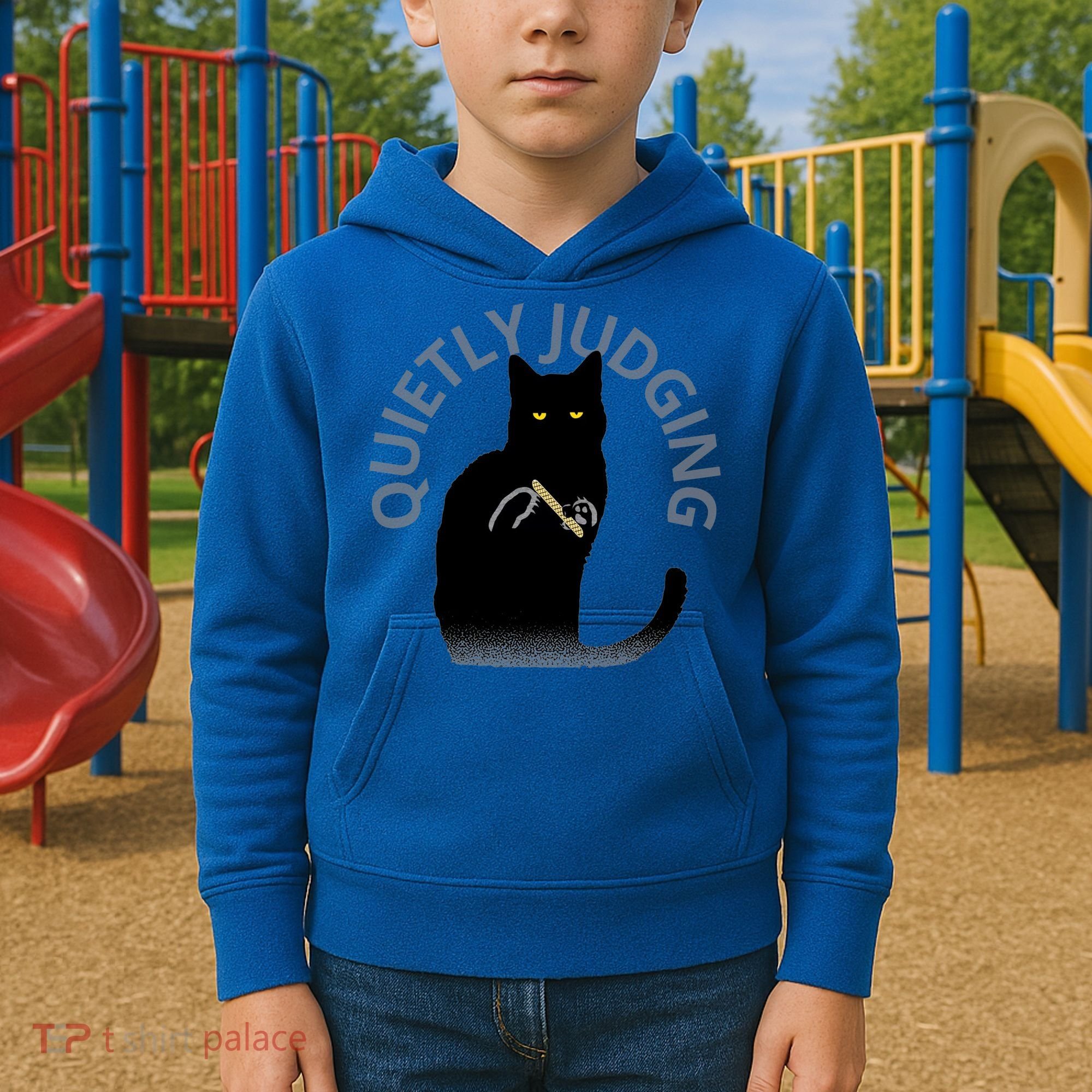 Quietly Judging Cat Funny Kids Hoodie