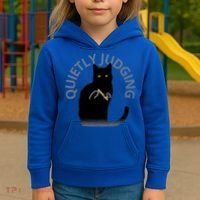 Quietly Judging Cat Funny Kids Hoodie thumb 3