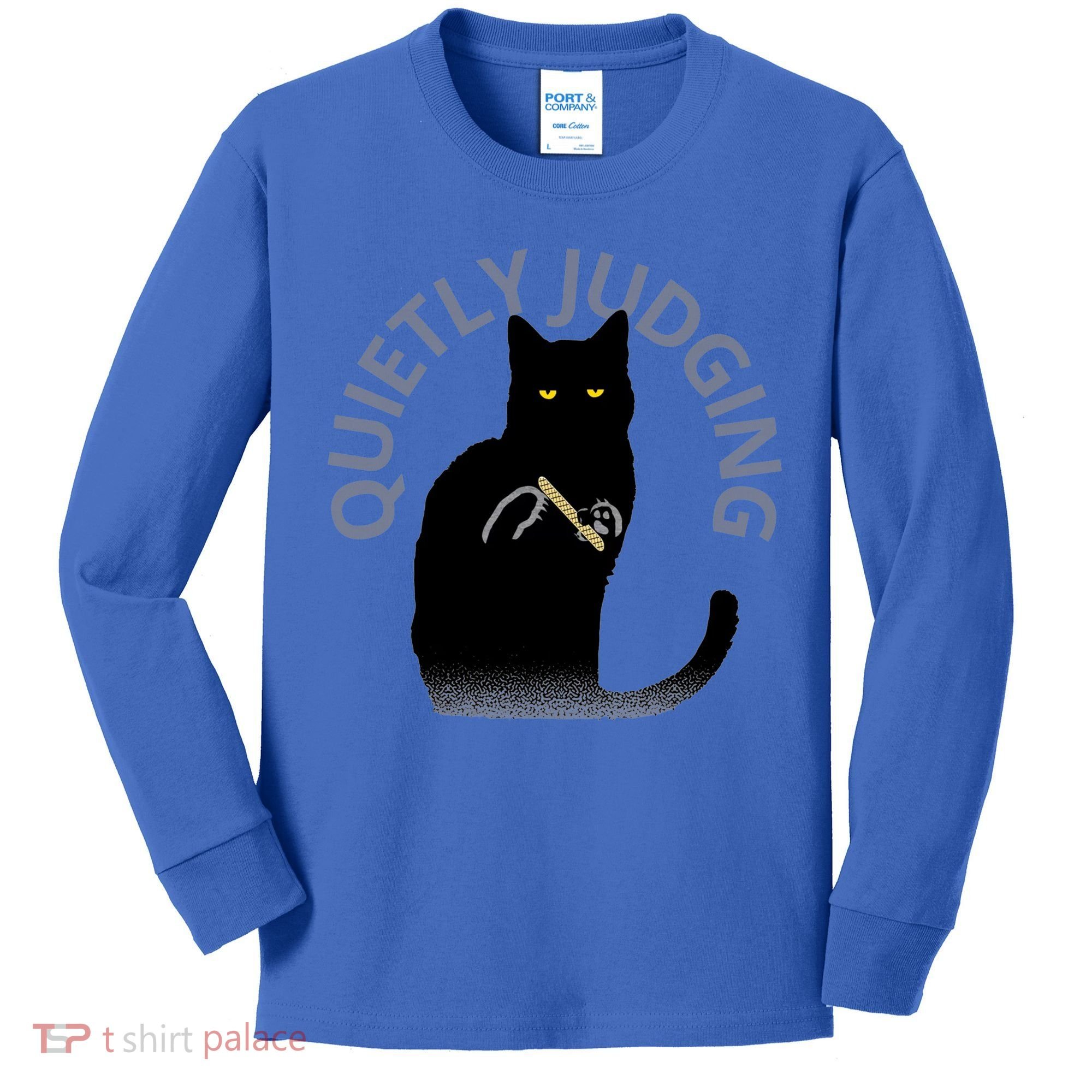 Quietly Judging Cat Funny Kids Long Sleeve Shirt