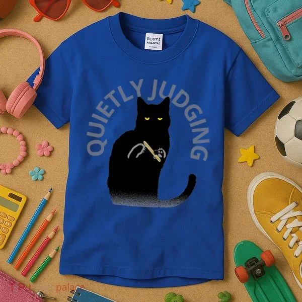 Quietly Judging Cat Funny Kids T-Shirt