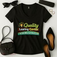 Quality Learing Center For Kids Who Can't Read Good Women's V-Neck T-Shirt thumb 2