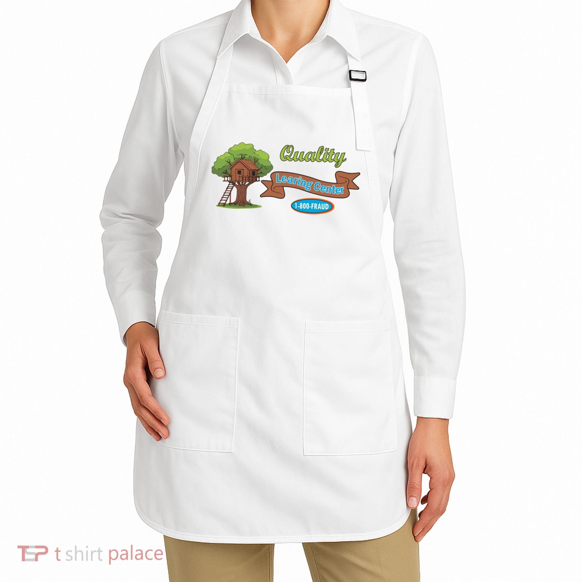Quality Learing Center 1-800-FRAUD Funny Political Apron
