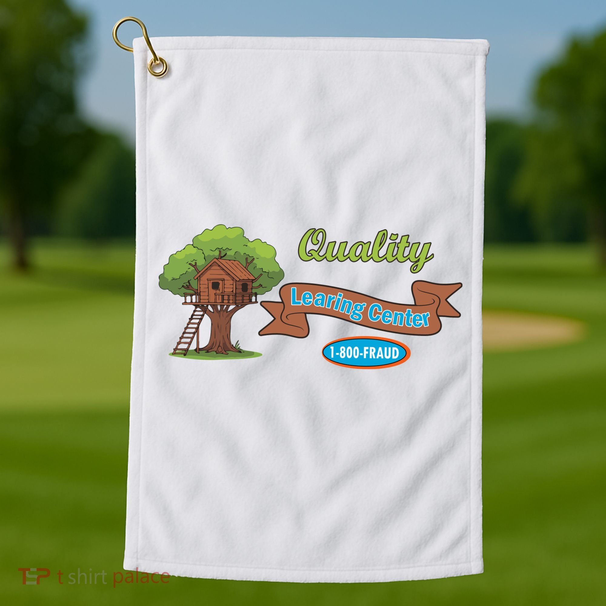 Quality Learing Center 1-800-FRAUD Funny Political Golf Towel