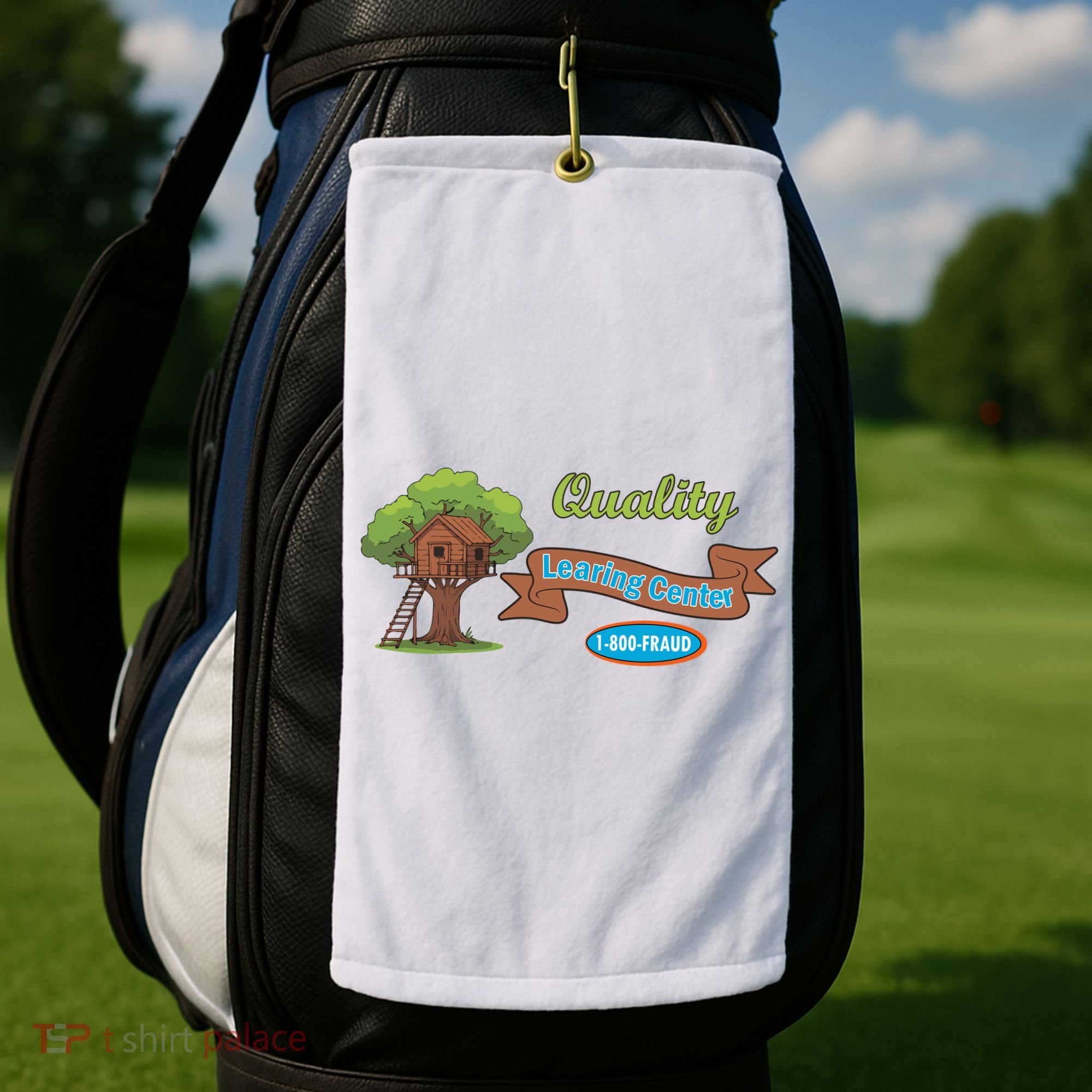 Quality Learing Center 1-800-FRAUD Funny Political Golf Towel